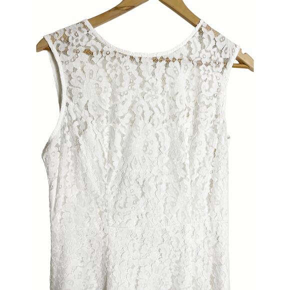 Alexia Admor White Lace Bow Sleeveless Sheath Mini Dress Size Medium - Picture 6 of 10